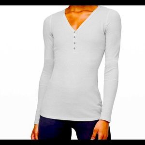 Lululemon Close Call Henley Long Sleeve (XS) in light blue.